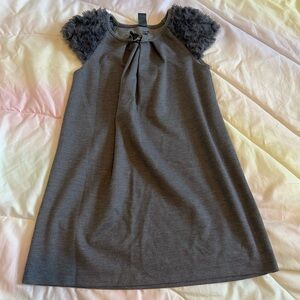 Zara Gray Kids Dress with Textured Sleeves 7/8